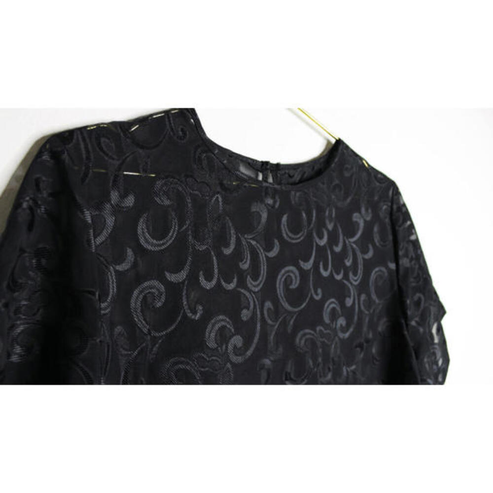 VTG Black Sheer Swirl Design Tee Blouse - Cinema Etoile - Large - Picture 4 of 6